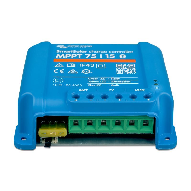 Victron Energy 15 Amp MPPT 12/24 VDC 75 VOC (Smart Solar), Solar Charge Controller
