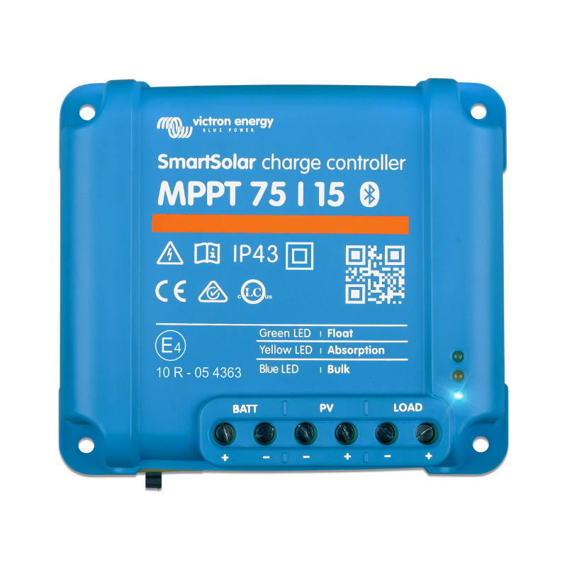 Victron Energy 15 Amp MPPT 12/24 VDC 75 VOC (Smart Solar), Solar Charge Controller