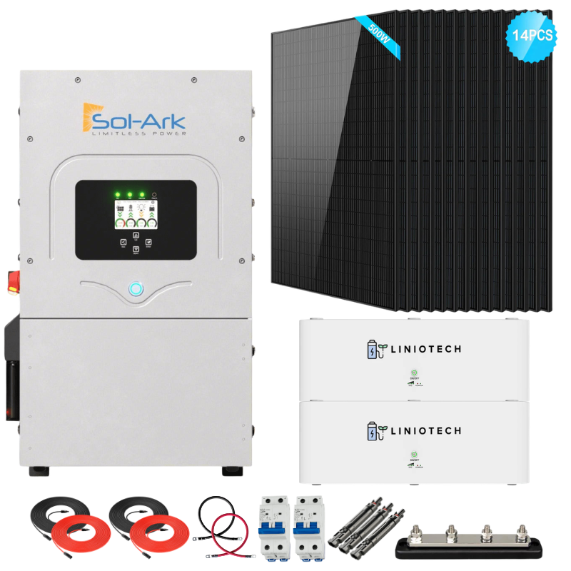 Sol-Ark 12K Complete Hybrid Solar Kit | 7kW Solar | 20.48kWh Server Rack Batteries