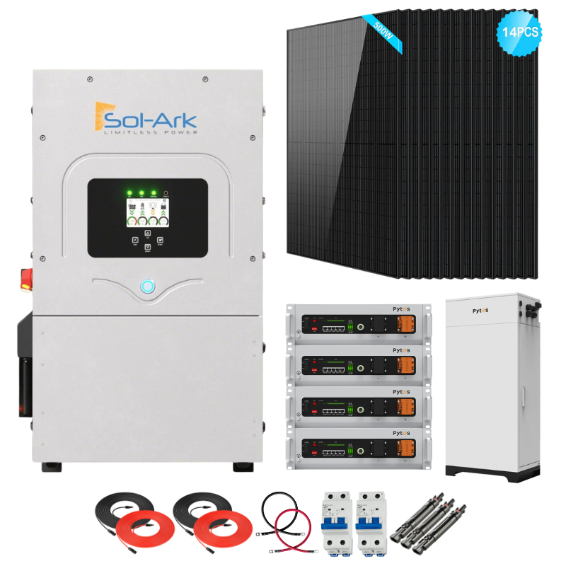 Sol-Ark 12K Complete Hybrid Solar Kit | 7kW Solar | 20.48kWh Server Rack Batteries