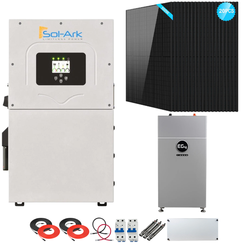 Sol-Ark 15K Complete Hybrid Solar Kit | 10kW Solar | 16kWh Wall Mount Batteries