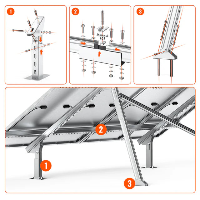 RICH SOLAR Solar Ground Mount | Fit MEGA 100/100 SLIM/MEGA 150 | Adjustable, Easy-to-Install Brackets for 1-4 Panels