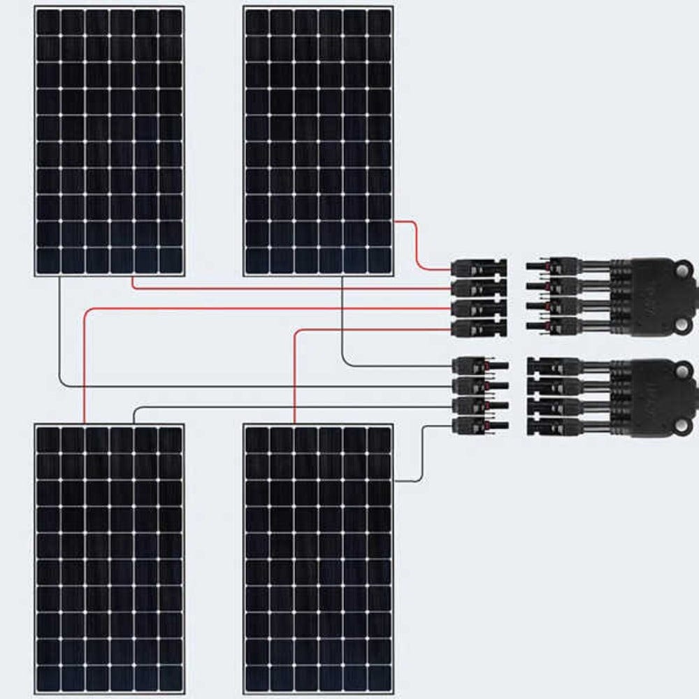BougeRV Y Branch Parallel Connectors Extra Long 4 to 1 Solar Cable Accessories BougeRV