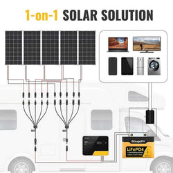 BougeRV Solar Y Connector Solar Panel Parallel Connectors Extra Long 5 to 1 Cable Accessories BougeRV