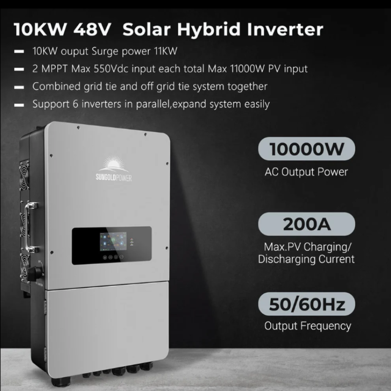 SunGold Power | UL 10kW Hybrid Inverter | 48V Split Phase, Grid Feedback, Batteryless Hybrid Inverters SunGoldPower