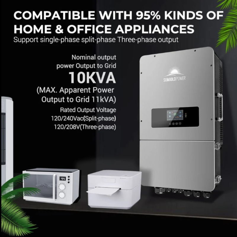 SunGold Power | UL 10kW Hybrid Inverter | 48V Split Phase, Grid Feedback, Batteryless Hybrid Inverters SunGoldPower