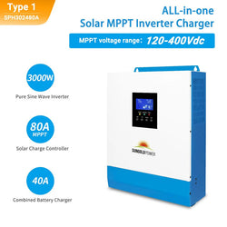 Sungold Power 3000W 24V Solar Inverter Charger [PV120-450V / MPPT120-400V]