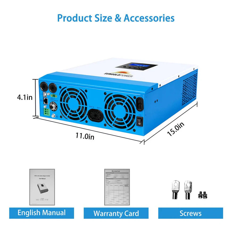 Sungold Power 3000W 24V Solar Inverter Charger [PV120-450V / MPPT120-400V]