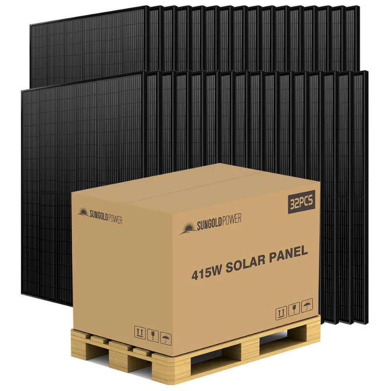 SunGold Power 415W Mono Black PERC Solar Panel – Full Pallet (32 Panels)