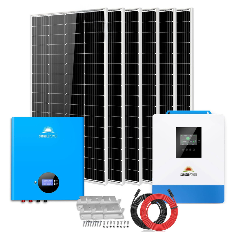 Sungold Power Off-Grid Solar Kit 5000W 48VDC 120V 5.12KWH PowerWall Battery 6 X 200 Watts Solar Panels