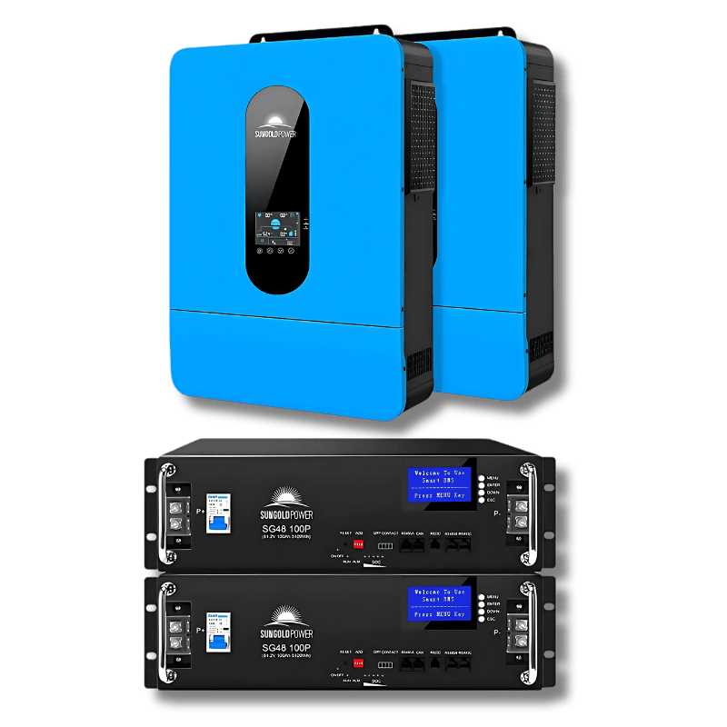 Sungold Power | 13,000W 48V Solar Charge Inverter | Split Phase + WiFi Monitor (2 Units Parallel) Hybrid Inverters SunGoldPower 2*SPH6548P+2*48V100AH Lithium Battery
