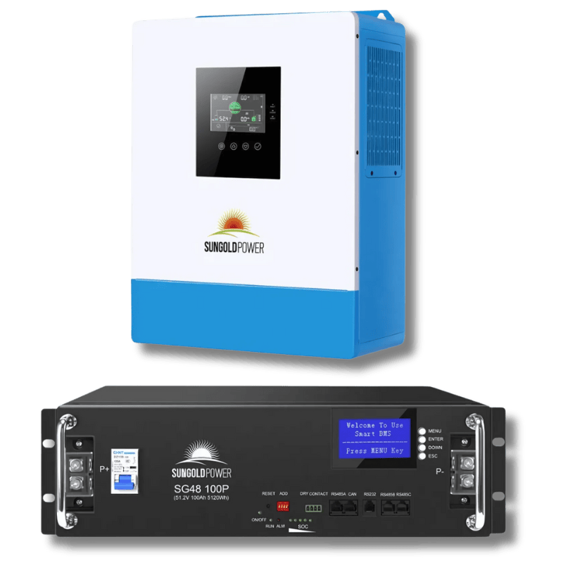 Sungold Power 5000W 48V Solar Charger Inverter Hybrid Inverters SunGoldPower Inverter+48V100AH Lithium Battery