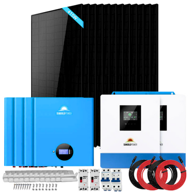 Sungold Power Off-Grid Solar Kit 10000W 48VDC 120VAC/240V 20.48KWH Powerwall Lithium Battery 12 X 415 Watts Solar Panels Solar Kits SunGoldPower