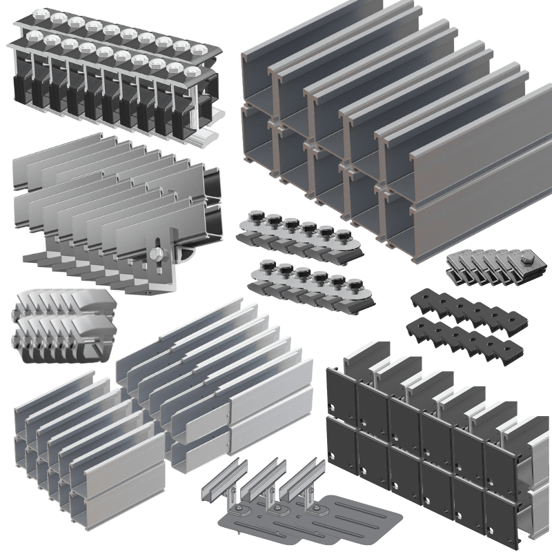 Tamarack Flush Mount (FM) System | 6 / 12 / 18 / 24 x 300-400W Solar Panels Racking Tamarack 12 Panel Kit
