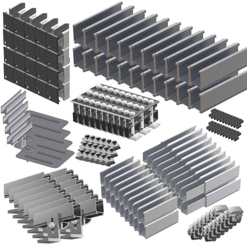 Tamarack Flush Mount (FM) System | 6 / 12 / 18 / 24 x 300-400W Solar Panels Racking Tamarack 24 Panel Kit