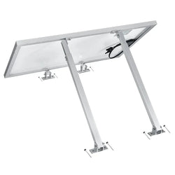 Adjustable tilt mount for solar panel on roof.