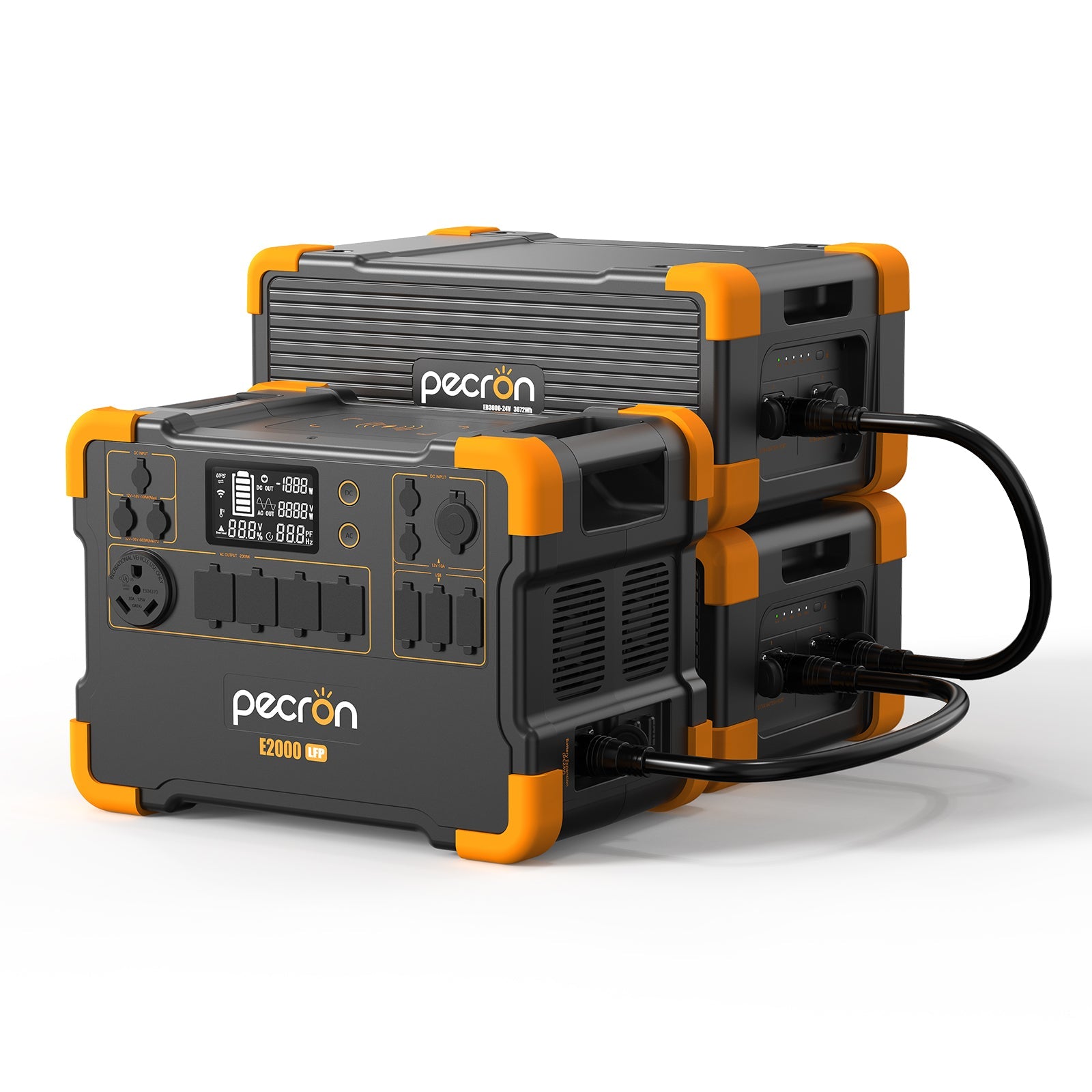 PECRON E2000LFP Expandable Portable Power Station 2000W 1920Wh Solar Generator & Portable Power Station PECRON E2000LFP+2 EB3000-24V