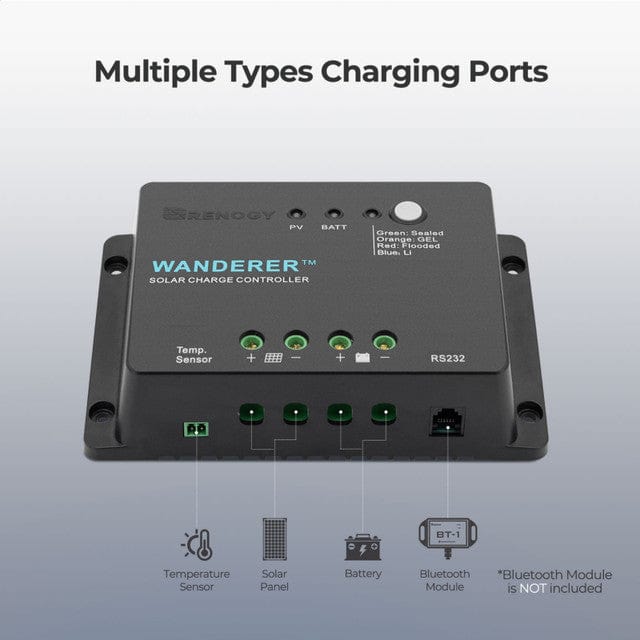 Renogy 30-Amp Wanderer Li PWM Charge Controller for Solar Use