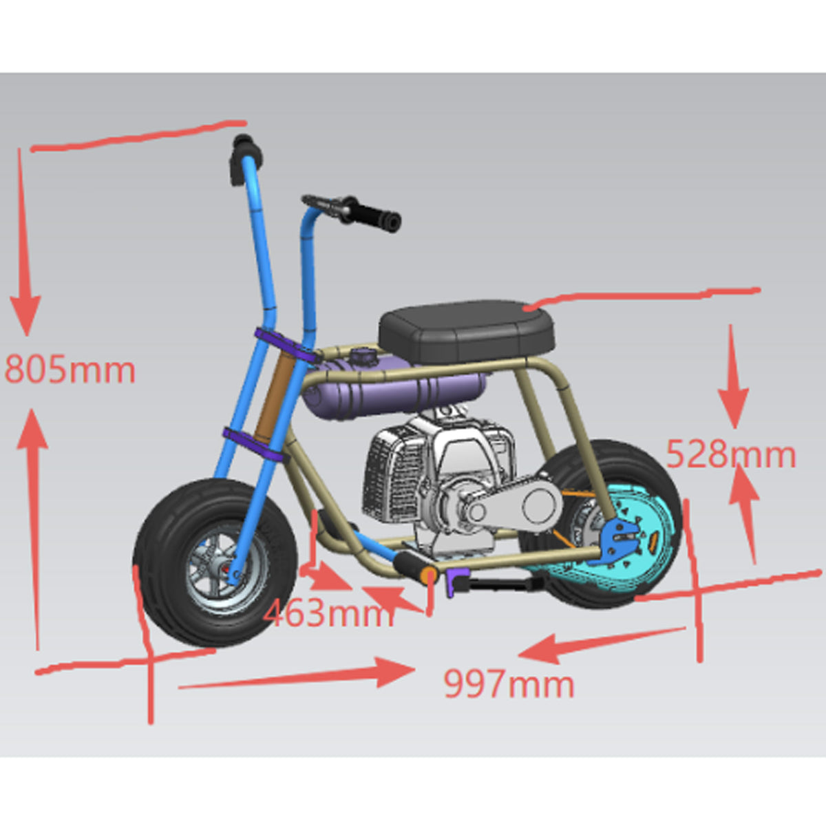 MotoTec Wild Rover 49cc 2-Stroke Kids Gas Mini Bike