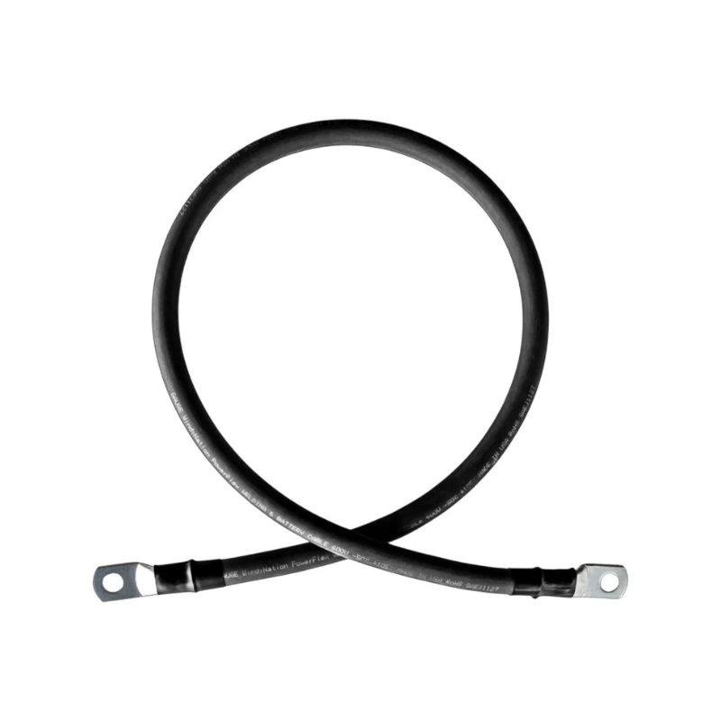 Windynation 1/0 Gauge (AWG) Black and Red Pure Copper Battery Cable Wire with Lug Connector Ring Terminals