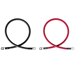 Windynation 1/0 Gauge (AWG) Black and Red Pure Copper Battery Cable Wire with Lug Connector Ring Terminals