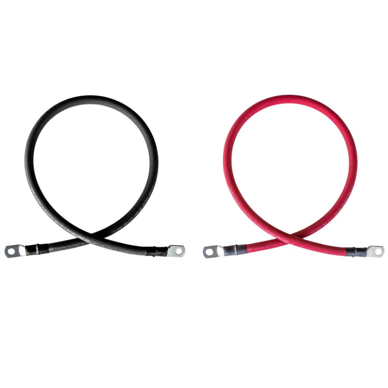 Windynation 1/0 Gauge (AWG) Black and Red Pure Copper Battery Cable Wire with Lug Connector Ring Terminals