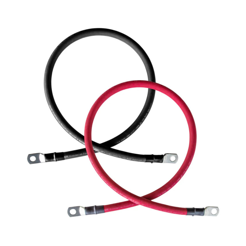 Windynation 1/0 Gauge (AWG) Black and Red Pure Copper Battery Cable Wire with Lug Connector Ring Terminals