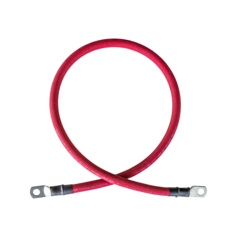 Windynation 1/0 Gauge (AWG) Black and Red Pure Copper Battery Cable Wire with Lug Connector Ring Terminals