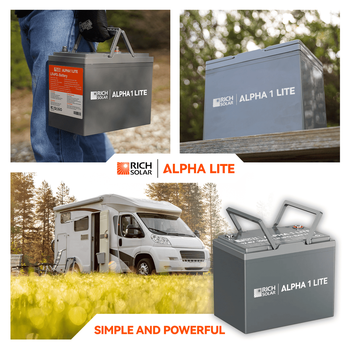 RICH SOLAR ALPHA 1 LITE | 12V 100Ah LiFePO4 Battery | Lightweight 12V Lithium Battery for RVs, Trailers, Vans, Boats, Off-Grid | 4,000 Lifetime Cycles | Best Value Batteries RICH SOLAR