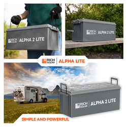 RICH SOLAR ALPHA 2 LITE | 12V 200Ah LiFePO4 Battery | Best 12V Deep Cycle Lithium Battery for RVs, Trailers, Vans, Boats, Off-Grid | 4,000 Lifetime Cycles | Best Value Batteries RICH SOLAR