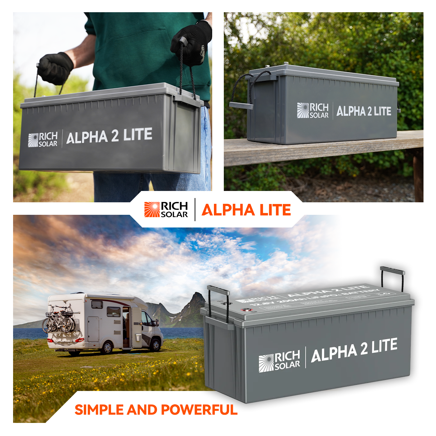 RICH SOLAR ALPHA 2 LITE - 12V 200Ah LiFePO4 Deep Cycle Battery, 4,000 Cycles, Best Value