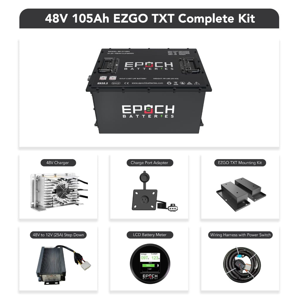 Epoch 48V 105Ah LiFePO4 Golf Cart Battery Set | 3500 Cycle | IP67 Rating | BMS Battery Epoch Batteries