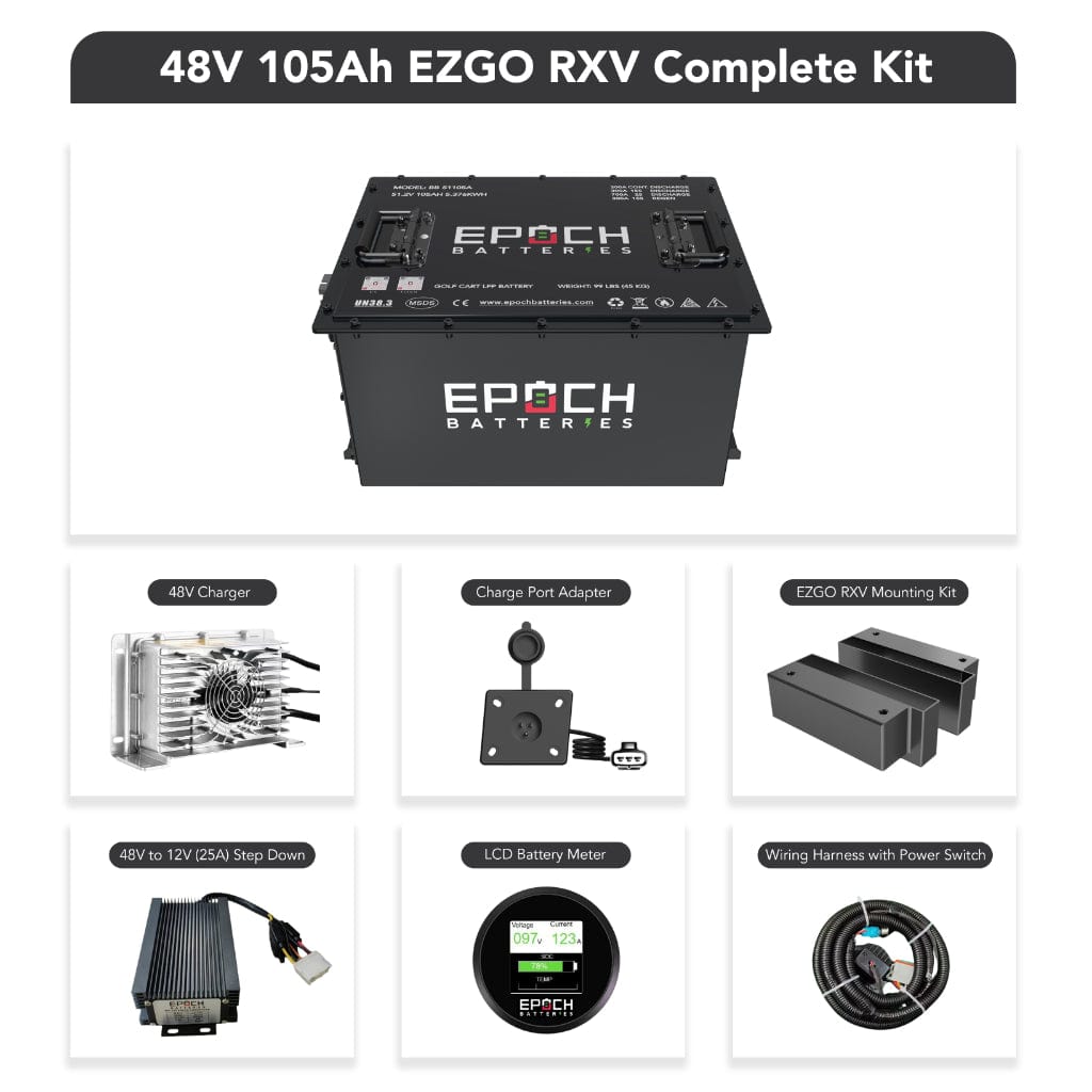 Epoch 48V 105Ah LiFePO4 Golf Cart Battery Set | 3500 Cycle | IP67 Rating | BMS Battery Epoch Batteries