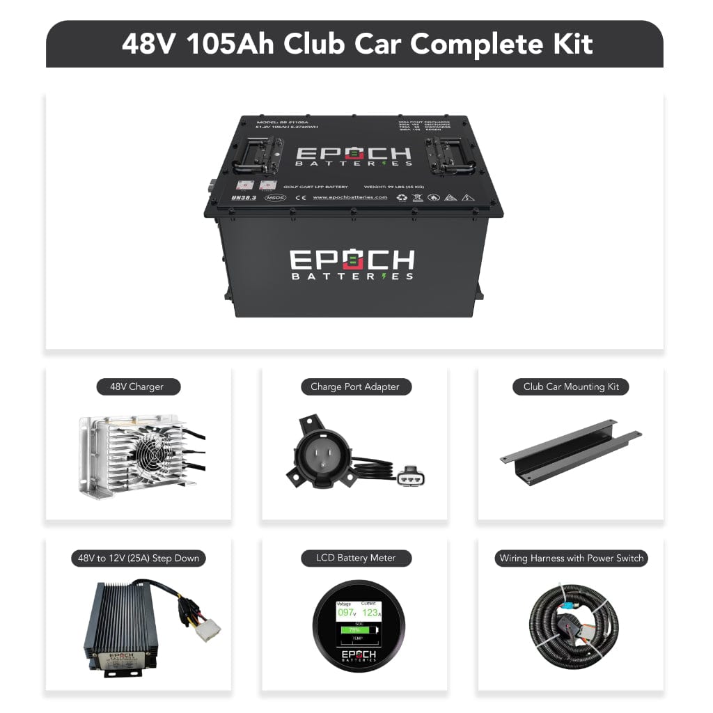 Epoch 48V 105Ah LiFePO4 Golf Cart Battery Set | 3500 Cycle | IP67 Rating | BMS Battery Epoch Batteries