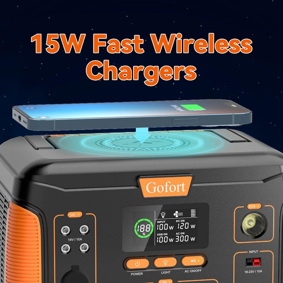 Flashfish J1000Plus Portable Power Station wireless charging