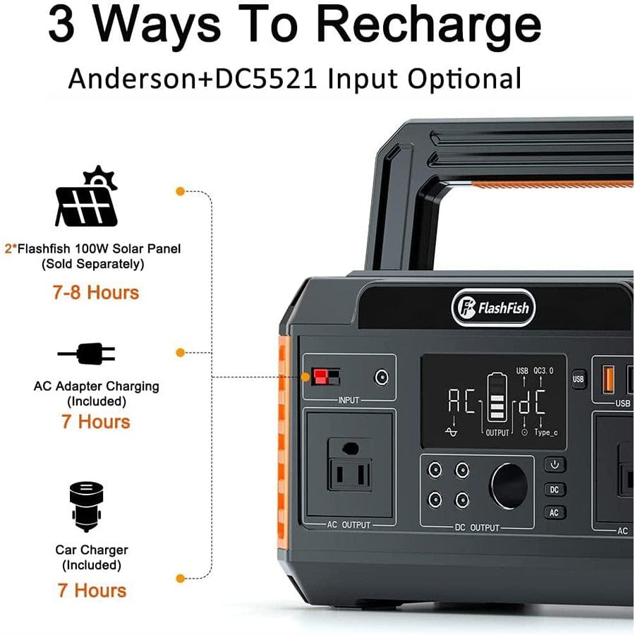 FlashFish P60 Portable Power Station | 560W 520Wh/140400mAh Solar Generators FlashFish