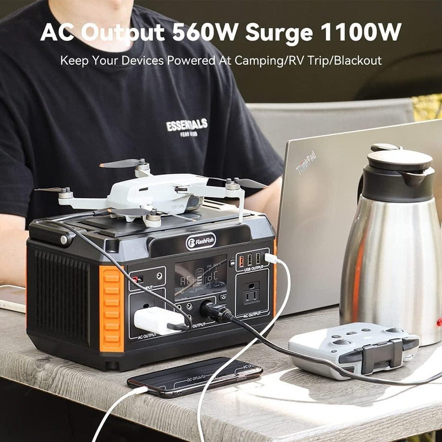 FlashFish P60 Portable Power Station | 560W 520Wh/140400mAh Solar Generators FlashFish