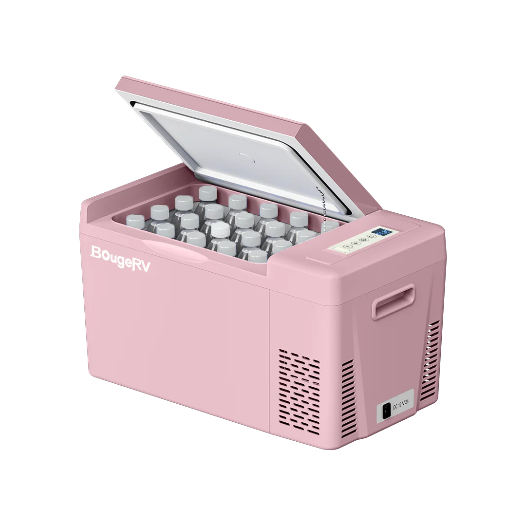 BougeRV 12V 23 Quart Colorful Pink Portable Fridge