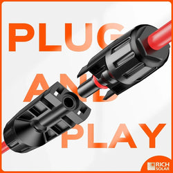 RICH SOLAR 10 Gauge Solar Panel Extension Cable with Male and Female Solar Connector Ends | Pair of 10AWG Red and Black Extension Wire with Connectors on Both Ends | Choose Cable Length: 10ft, 15ft, 20ft, 30ft, 50ft, 75ft, 100ft Accessories RICH SOLAR