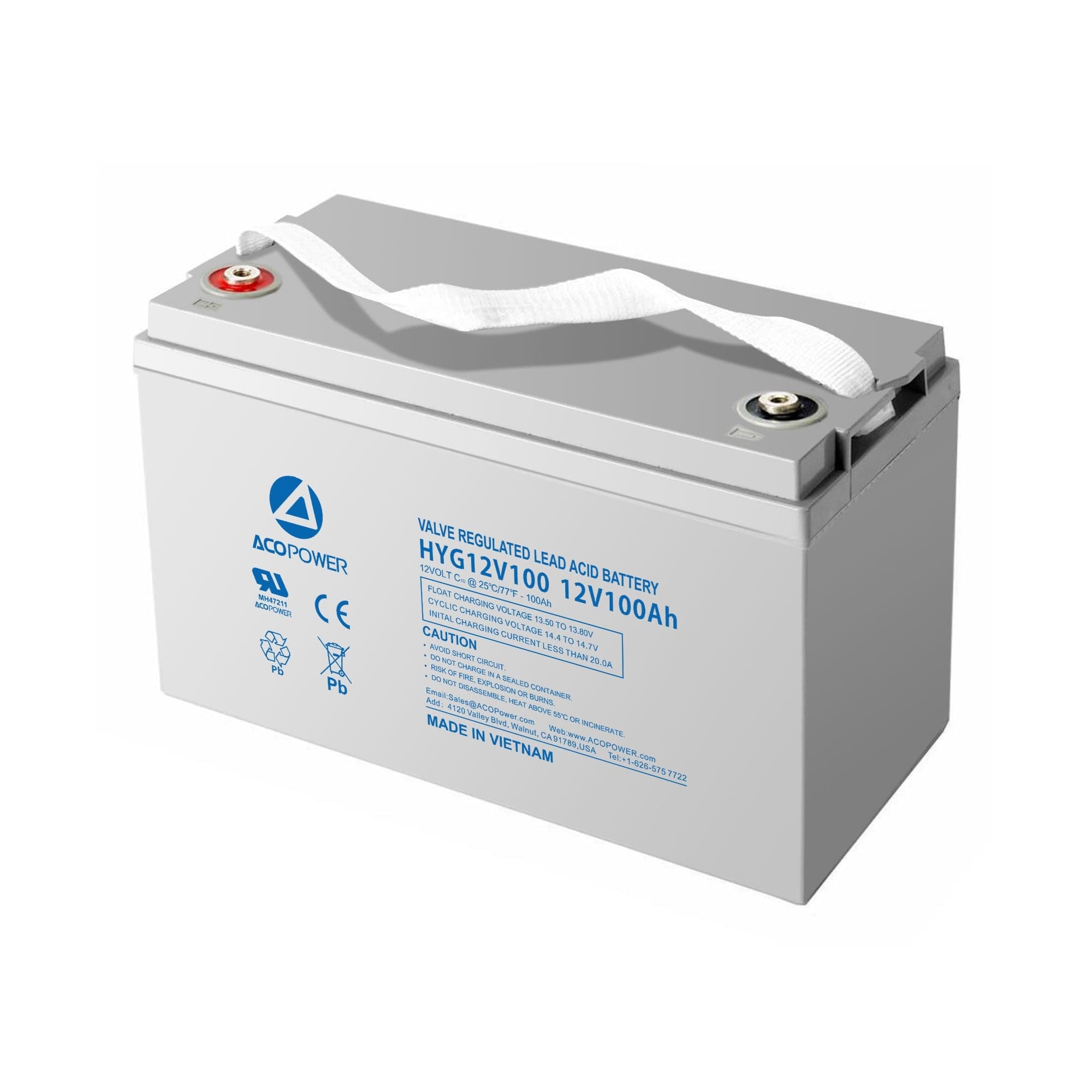 ACOPOWER 12-100Ah Rechargeable Gel Deep Cycle 12V 100 Ah Battery with Button Style Terminals Batteries Acopower