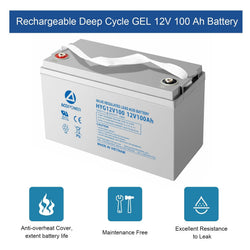ACOPOWER 12-100Ah Rechargeable Gel Deep Cycle 12V 100 Ah Battery with Button Style Terminals Batteries Acopower