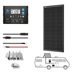 ACOPOWER 100W 12V Mono Solar RV Kits, 20A PWM Charge Controller Solar Kits Acopower