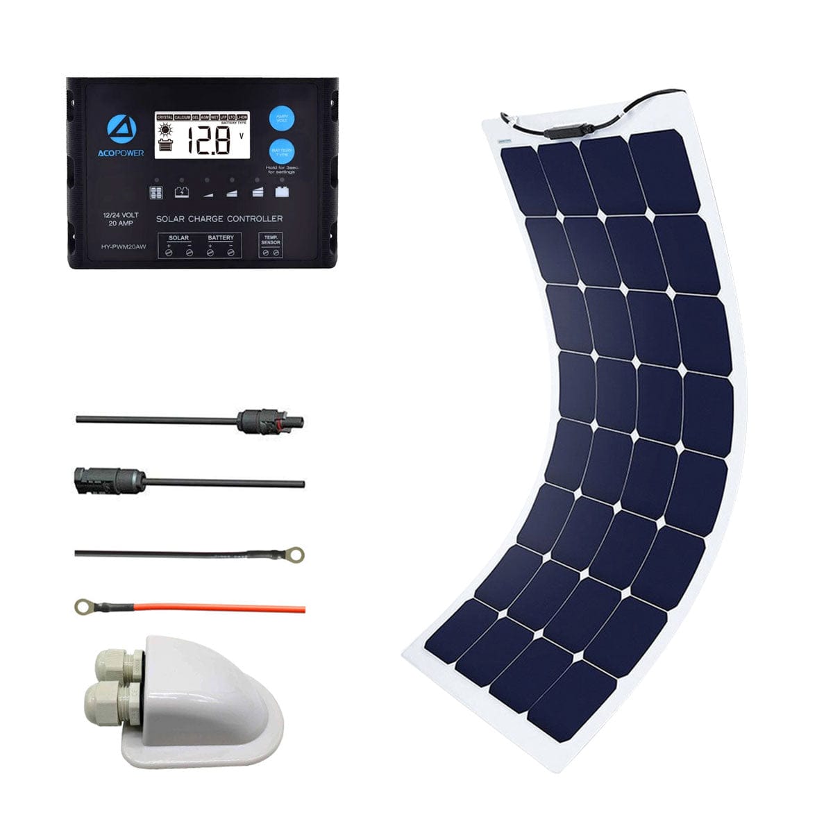 ACOPOWER 110W 12V Flexible Solar Panel Kit w/ 20A PWM Charge Controller Solar Kits Acopower