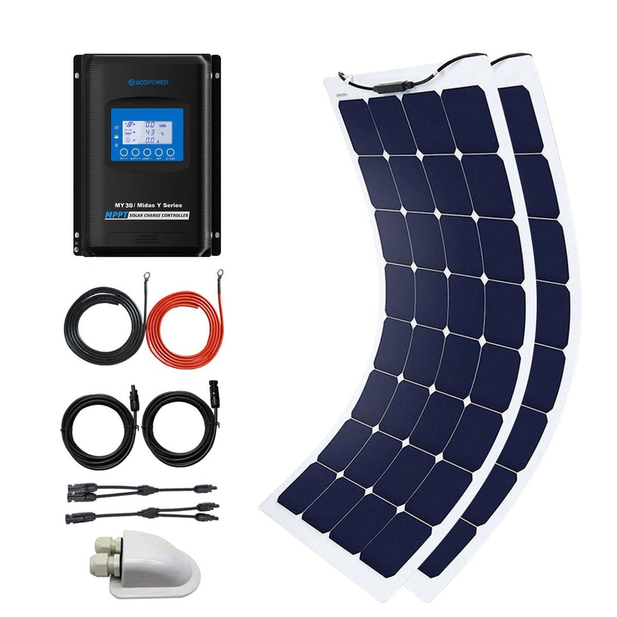 ACOPOWER 220Watts Flexible Solar RV Kit w/ 30A MPPT LCD Charge Controller Solar Kits Acopower