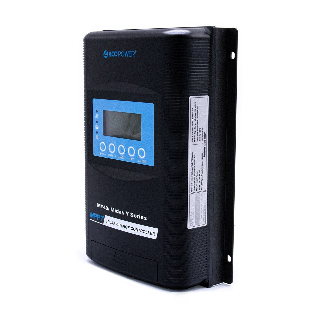 ACOPOWER Midas 40A MPPT Negative Ground Solar Panel Charge Controller LCD Display Controllers Acopower