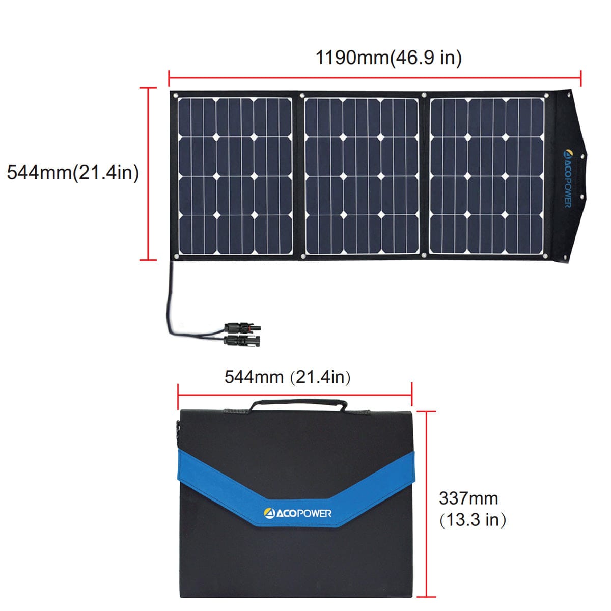 ACOPOWER High Efficiency 90W Tri-Fold Foldable Solar Panel Kit Suitcase Portable Solar Panels Acopower