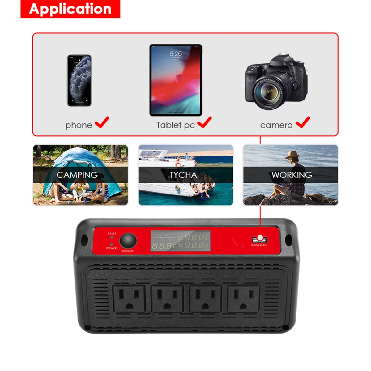 ACOPOWER 1500W Power Inverter 12VDC to 120VAC Off-Grid Inverters Acopower