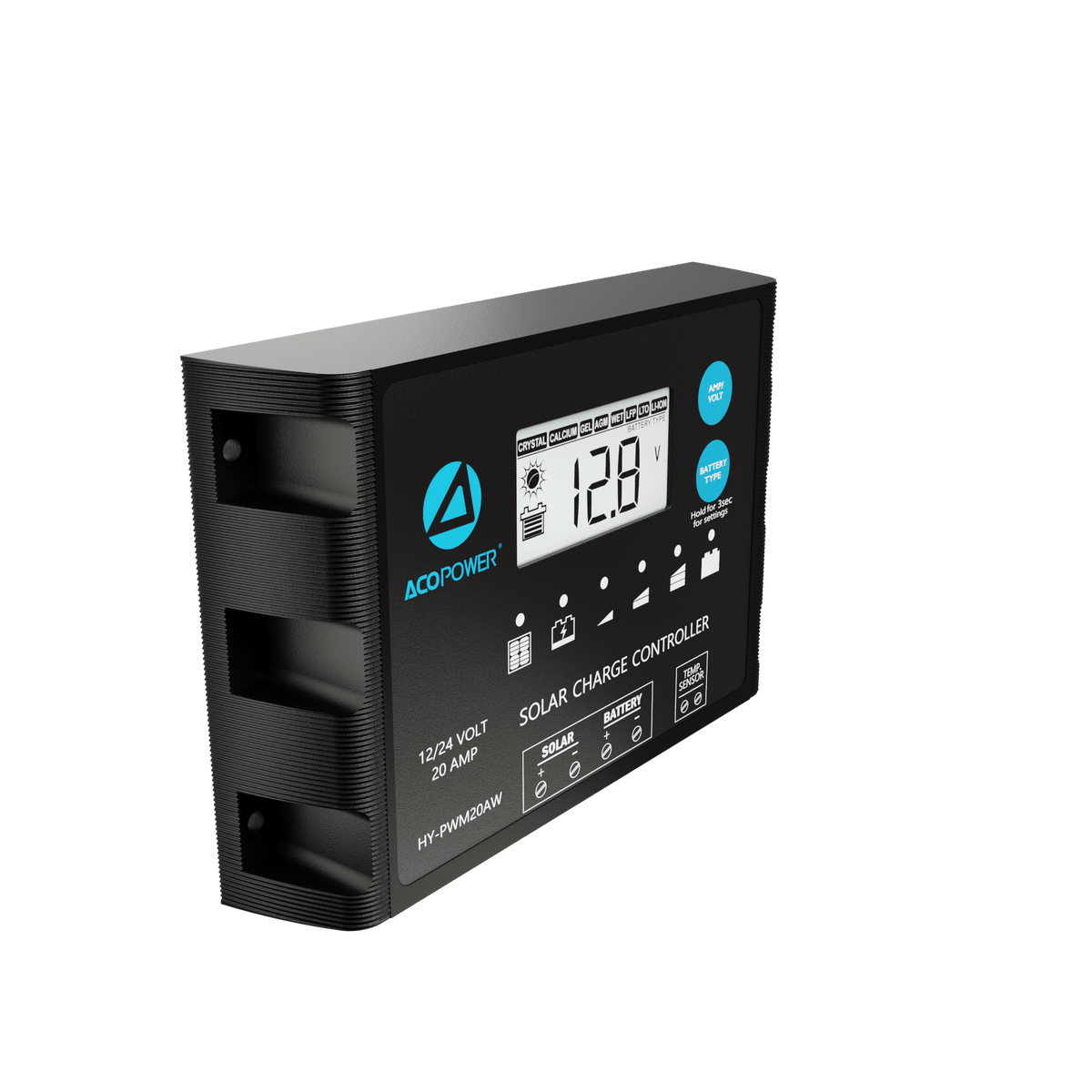 ACOPOWER 20A ProteusX Waterproof PWM Solar Charge Controller Compatible With 8 Battery Types