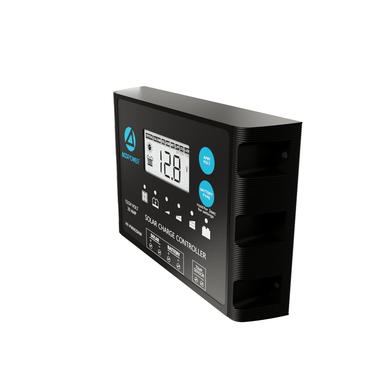 ACOPOWER 20A ProteusX Waterproof PWM Solar Charge Controller Compatible With 8 Battery Types